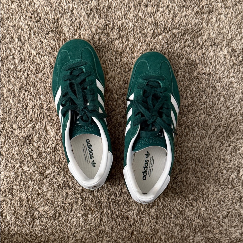 Adidas Gazelle Green Sneakers with White Stripes